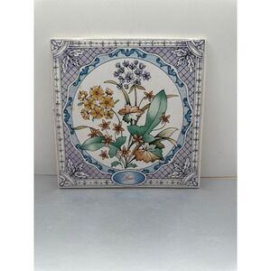Vintage 1983 Avon Love Floral Ceramic Decorative Tile Made in England 6x6